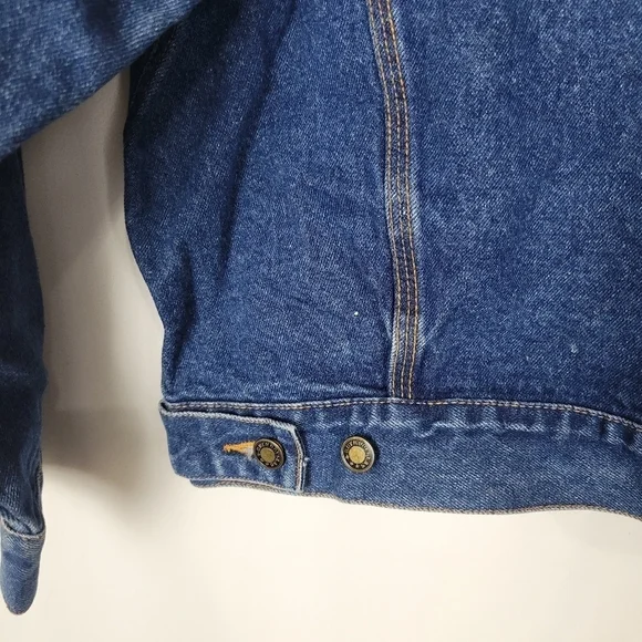 Vintage R.D. New York Leather Collar Western Cowboy Classic Denim Jacket